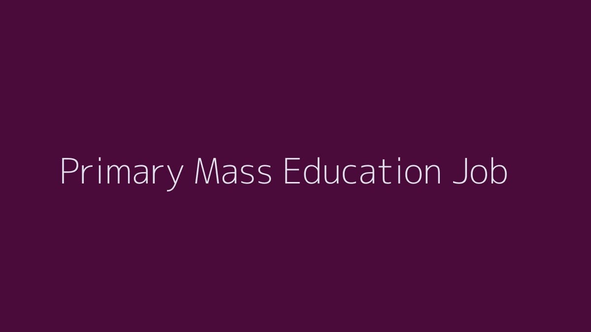 Primary Mass Education Job 2019