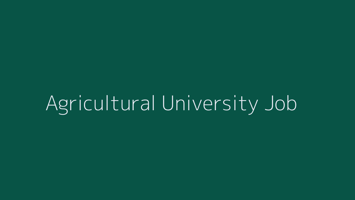 Agricultural University Job Circular 2019